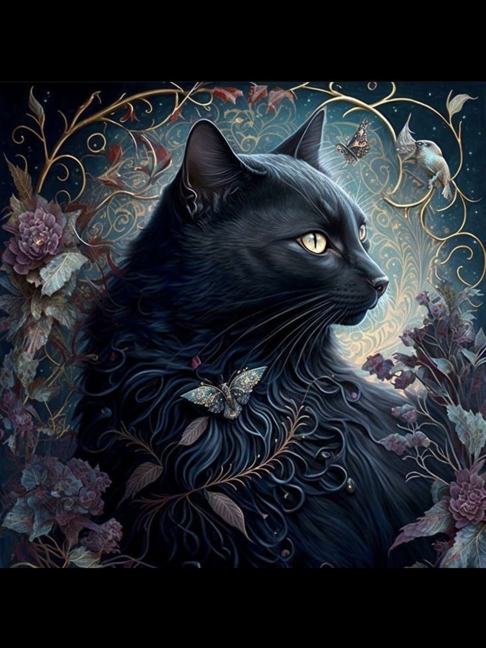 Custom Fridge Magnet Black Cat Mystical Home Kitchen Decor